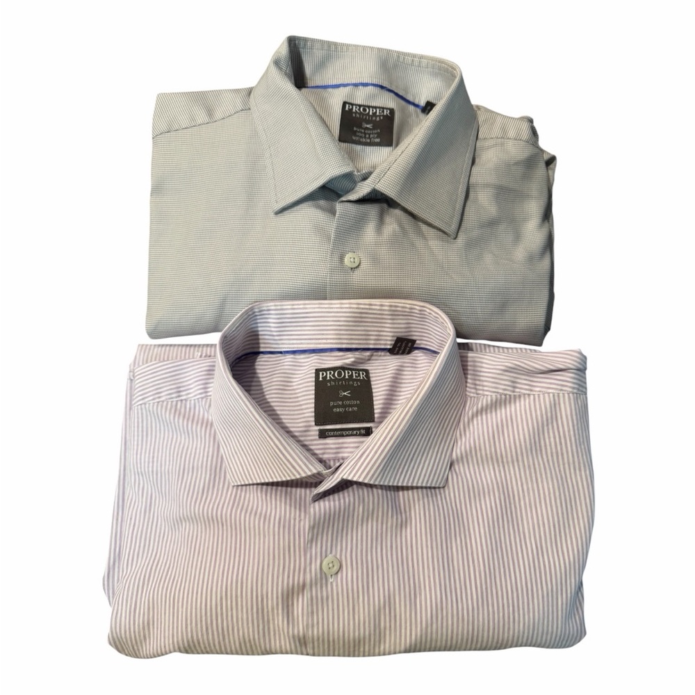 Bundle: 2 Proper Shirtings Men’s Dress Shirts | Big & Tall. Gently Worn